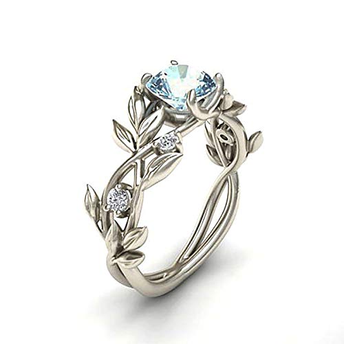 RUVEE Greek Queen Pacific Blue American Diamond Platinum Plated Alloy Ring for Women (8)