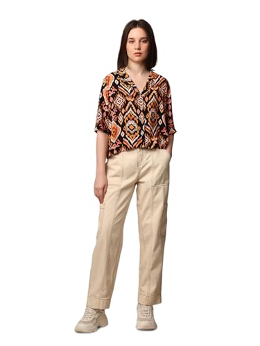 ONLY Women Printed Regular Fit Casual Black Shirt