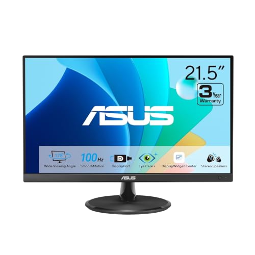 ASUS 22" Eye Care Monitor (VP229QF) - 100Hz, IPS, Full HD, 99% sRGB, Frameless, Adaptive Sync, DisplayPort, HDMI, Low Blue Light, Flicker Free, Wall Mount