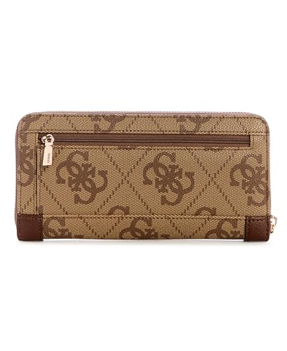Guess Latte Printed Zipper Karnilla Logo Large Zip Around Wallet