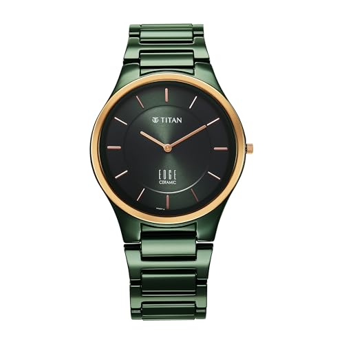 EDGE Titan Bicolour Quartz Analog Green Dial and Green Ceramic Strap Watch for Men