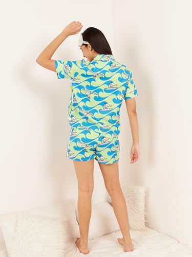 Sweet Dreams Women Snoopy Glide Shorts Set Green