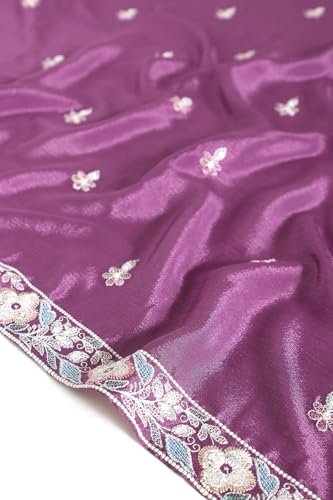 Soch Womens Purple Chinon Embroidered Salwar Suit With Thread Work