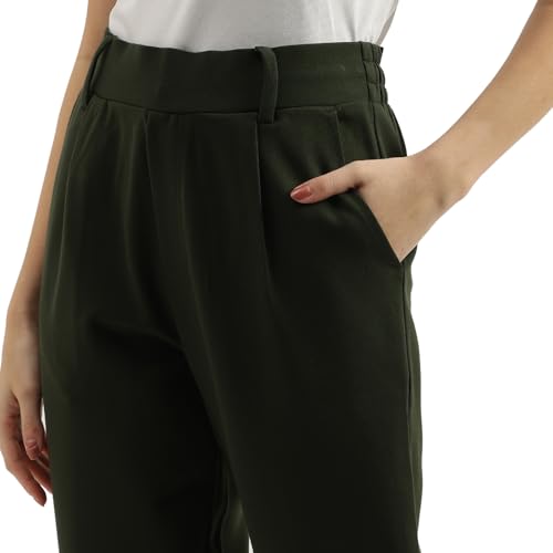 UNITED COLORS OF BENETTON Solid Narrow Fit Trousers (Size: XS)-25P3DI4DF00JG22M Green