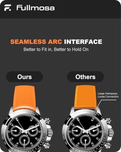 Fullmosa 20mm No‑Gap Curved Silicone Watch Strap (Orange) | [No Watch] Premium Watch Band for Samsung Galaxy Watch 7/6/5/4 40mm 44mm,Garmin Vivoactive,Noise ColorFit Ultra,boAt Vertex