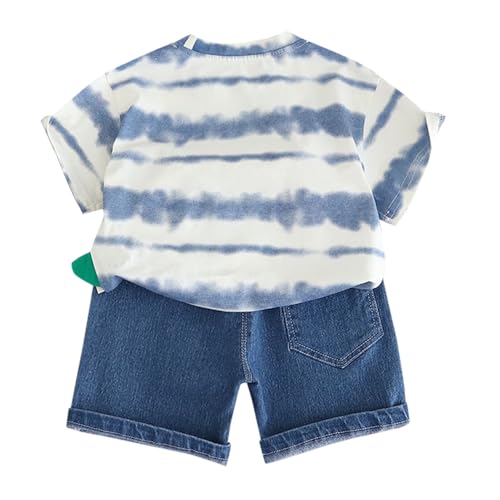 Hopscotch Boys Tie & Dye Print T-shirt Shorts Set In Blue Color For Ages 18-24 Months (YIH-4706140)