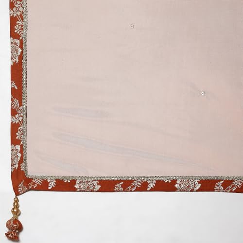 BIBA Women YARNDYED Straight SALWAR KURTA DUPATTA(SKDBANARASI8969_RUST_34)