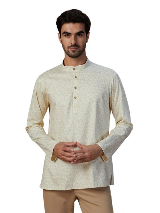 Manyavar Mens Short Kurta Only Cream (XL)