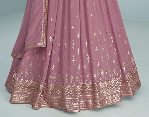 RUDRAPRAYAG Georgette Embroidered Semi-Stitched Maxi Gown For Women Lavender_5XL