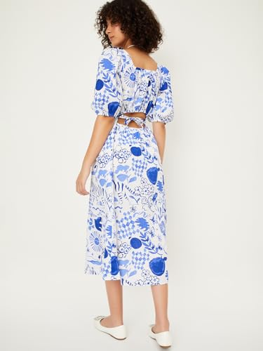 Max Women's Cotton Classic Midi Dress (MDDRS52004B_Blue