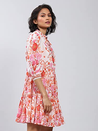 Label RITU KUMAR Ivory Floral Print Short Dress