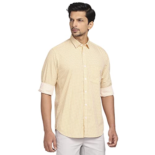Color Plus Men's Full Sleeve Tailored Fit Medium Orange Casual Shirt