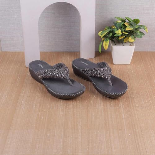 Mochi Women Grey Thong Comfort Slip-on Sandal UK/4 EU/37 (44-151)