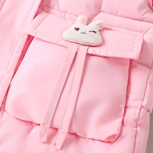 Hopscotch Girls Pink Full Sleeves 3D Bunny Applique Long Coat For Age (2-3 Years)