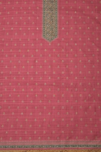 Soch Womens Blush Pink Art Tussar Floral Print Unstitched Dress Material With Sequins