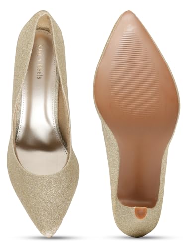 Flat n Heels Womens Gold Pumps FnH 3431-GD