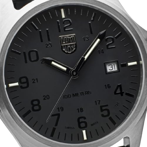 Luminox - G Moon Valley - Mens Watch 43mm - Divers Watch Date Function - 100m Water Resistant - Mens Watches - Swiss Made - Different Variations, Case:silver, Dial:black, Band:black, Number:grey