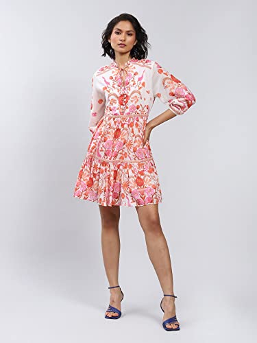Label RITU KUMAR Ivory Floral Print Short Dress