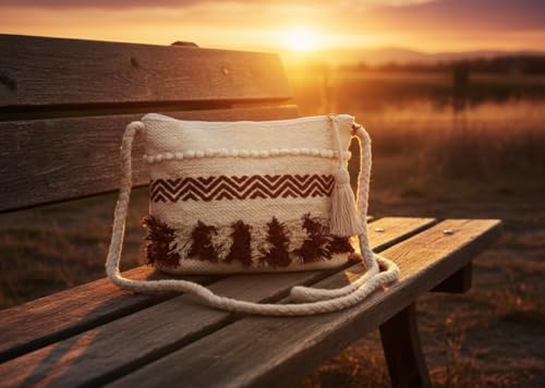 OLL OO LA LA BEAUTY Boho sling bags, Cotton shoulder bag, Handbags for Women, Macrame Bag, cotton bags for women, Crossbody Sling bag With Tassels, Shoulder Bag For Everyday Use - Gray Color