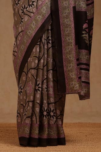 Soch Womens Black Art Silk Floral Print Saree