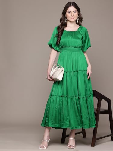Label RITU KUMAR Emerald Vacenza Round Neck Long Dress