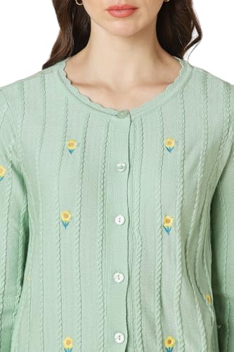 Allen Solly Women's Acrylic Crew Neck Sweater (AHSWCRGHI66363_Green
