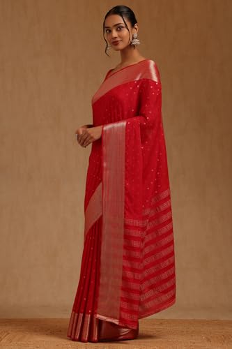 Soch Womens Red Georgette Zari Woven Saree