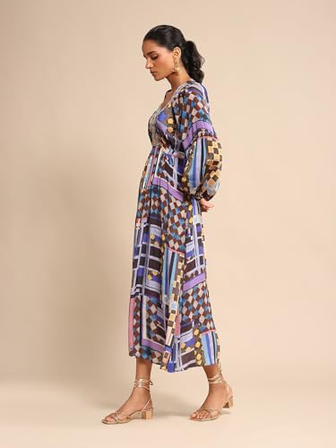 Ritu Kumar Blue Geometric Print Dress