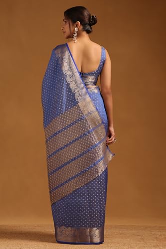 Soch Womens Blue Art Silk Geometric Zari Woven Saree