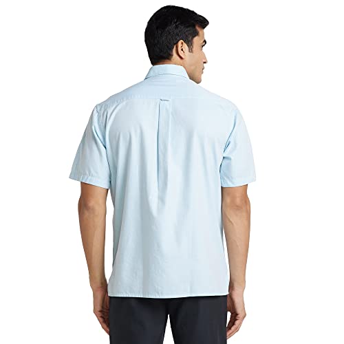 Color Plus Men's Half Sleeve Classic Fit Medium Blue Casual Shirt