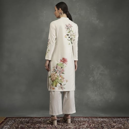 BIBA Women's Silk Chanderi Kurta Sets (CKD10959AW24IVRY_White