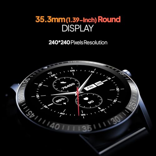 Fire-Boltt Talk Round Smart Watch 1.39″ TFT Display with Bluetooth Calling, Dual Button, Voice Assistance, SPO₂ & Heart Rate Monitor, 120+ Sports Modes, Smartwatch for Men & Women - Blue