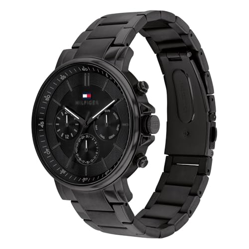 Tommy Hilfiger Quartz Multifunction Black Stainless Steel Strap for Men-TH1710590
