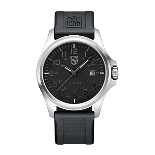 Luminox - G Moon Valley - Mens Watch 43mm - Divers Watch Date Function - 100m Water Resistant - Mens Watches - Swiss Made - Different Variations, Case:silver, Dial:black, Band:black, Number:grey
