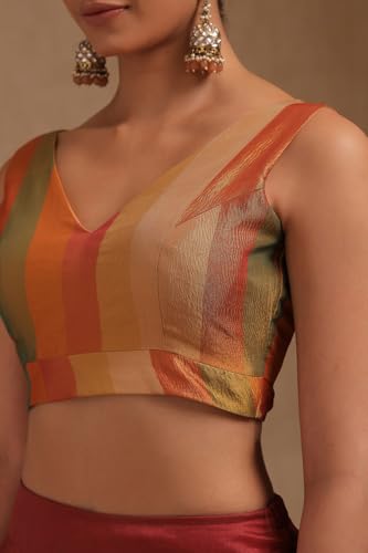 Soch Womens Multicolour Tissue Striped Padded Blouse