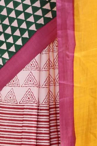 Taneira Women Yellow Silk Printed Saree with Thread Border And Unstitched Blouse Piece (SHH06I00224-Yellow)