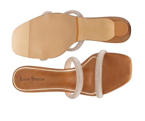 LOUIS STITCH Women's Fashion Slip-On Pointed Heel Sandals | Open Toe Tan Stylish Stiletto Heel Sandal for Ladies, Fashionable and Comfortable Sandal |LSOF-LDPH-GLDSTN | (UK-5)