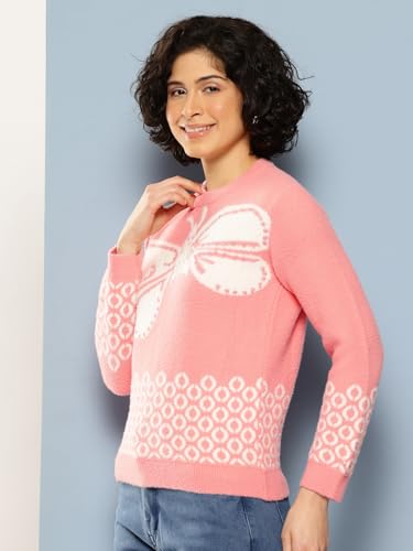 Aarika Womens Winter Wear Peach Colour Embellished Woolen Sweater-(S-L)-(OCT_TP-W-WL-MD-08-PEACH-M)