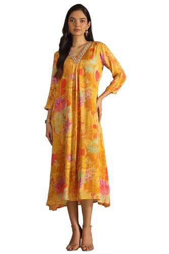 Soch Women's Chinon Maxi Dress (EWA5KU61500_Mustard