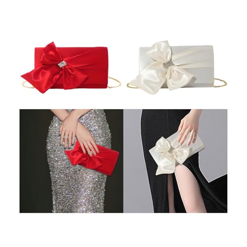 CALANDIS™ Bow Clutch Purse Women Evening Bag Crossbody Bag for Prom Graduation Banquet Red | Womens Handbags & Bags