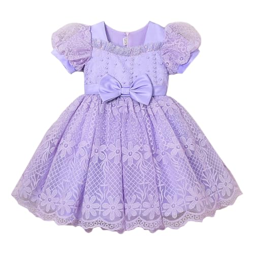 Hopscotch Girls Blue Short Sleeves Lace Overlay Bow Party Dress for Age (3-4 Years)