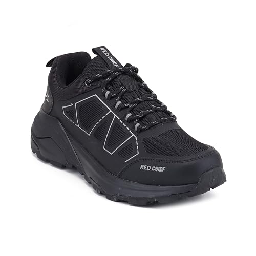 Red Chief Men’s Sport Hiker Lace-Up Shoes | Low Ankle | Synthetic Polyester Air Mesh | Durable Synthetic Outsole | Black (H20045)