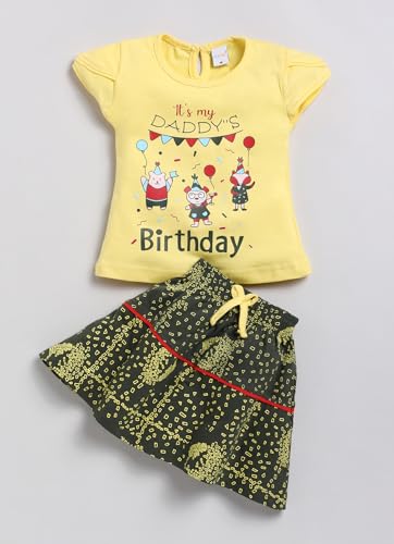 MI Kidz Girls Pure Cotton Top & Skirt Set - Pack of 3