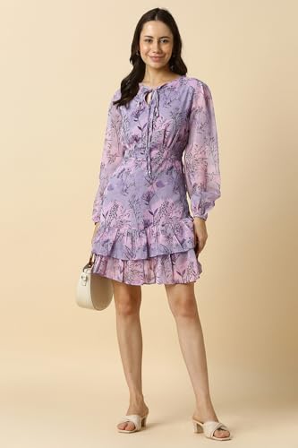 Allen Solly Women's Polyester Modern Mid-Thigh Length Dress (AHDRWRGF763596_Lilac