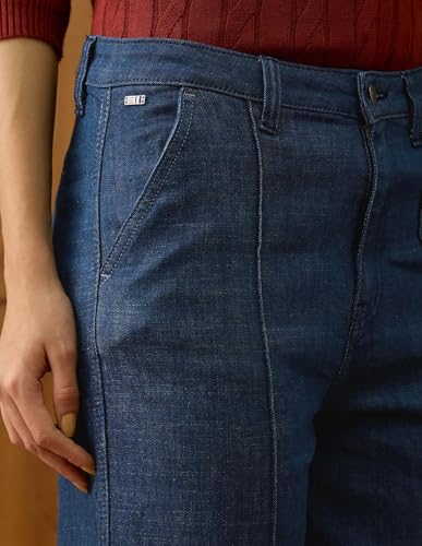 U.S. POLO ASSN. High Rise Straight Fit Jeans (UWAW25JEN404_Blue_34)