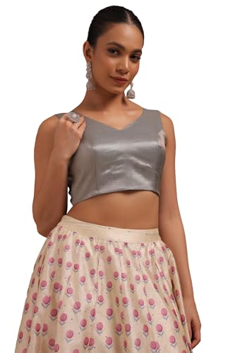 Soch Womens Grey Tussar Chevron Padded Blouse