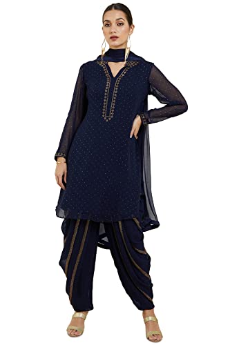 Soch Women Embellished Dark Blue Georgette Suit Set
