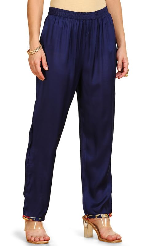 Soch Womens Blue Botanical Print Chinon Angrakha Suit Set with Dupatta