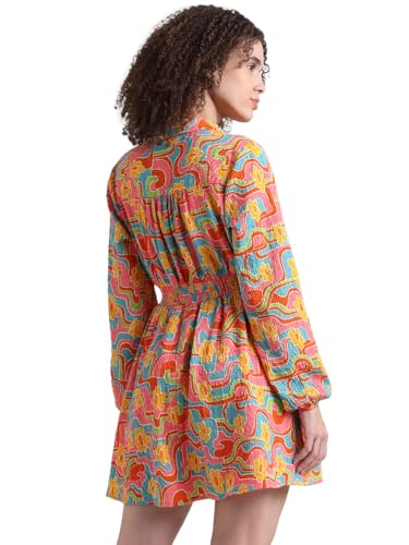 ONLY Women's Polyester Blend Classic Mini Dress (Kumquat) - SaumyasStore