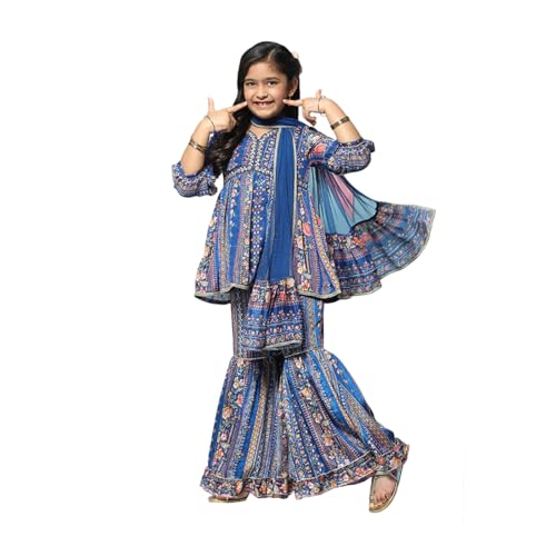 BIBA GIRL PRINTED GATHERED KID(KW5450_BLUE_7)